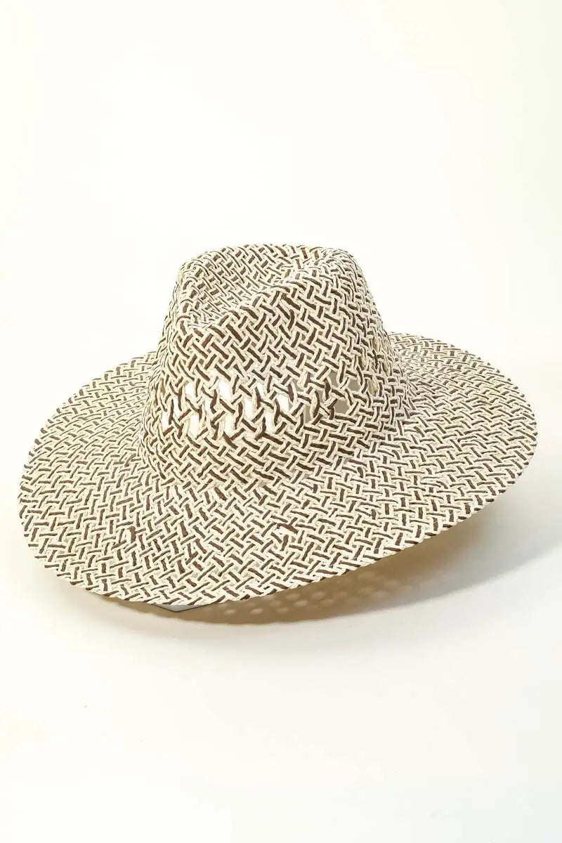 Natural basket weave straw hat