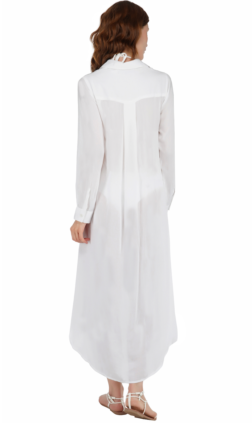Whispering White Oxford Long Shirt Dress