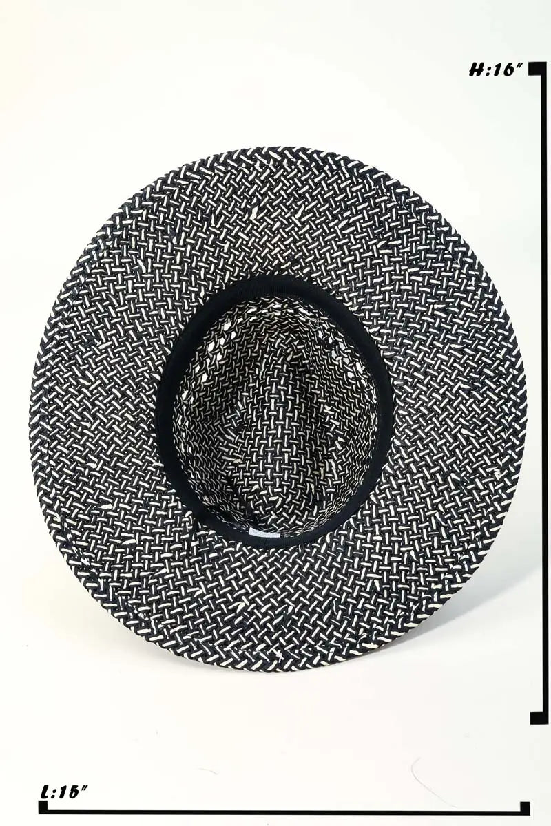 Black basket weave straw hat