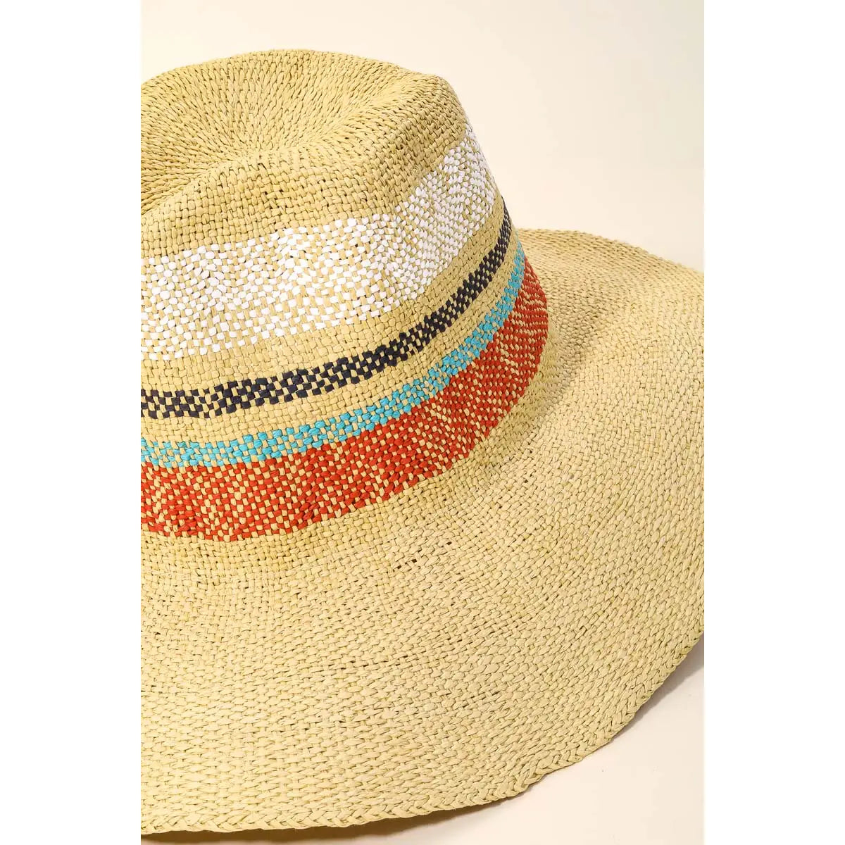 Multi- stripe Raffia Straw Hat